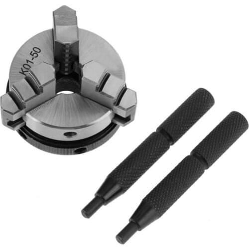 K01-50 50mm Lathe Chuck 3 Jaws Woodworking Hand Chuck with Mounting Thread Screw Rod