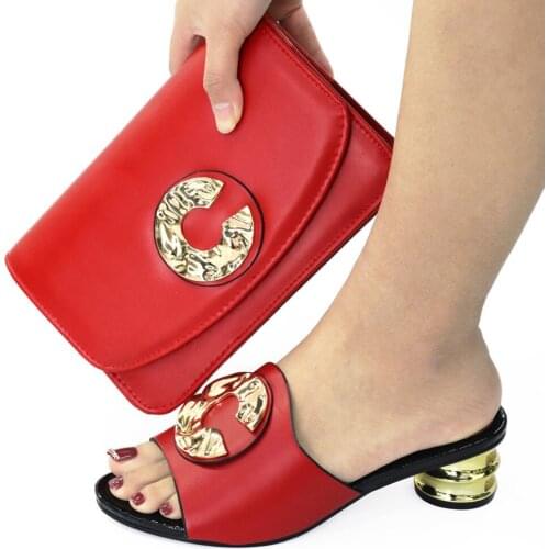 Doershow fashion red Shoe and Bag Set Italian Matching Shoe and Bag Set African Shoes and Matching Bags Italian SGC1-7