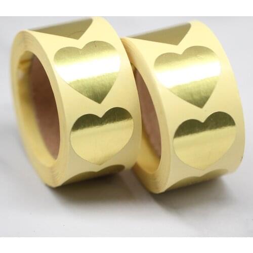 Round Gold Foil Heart Stickers Seal Label Sticker Stationery Envelopes Cake Box Decoration 500pcs/Roll