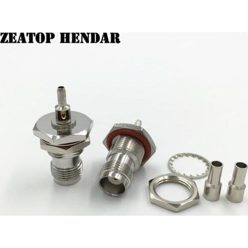 500Pcs Brass TNC Female Jack RF Electronics Wire Terminal Bulkhead Window Crimp for RG174 RG316 LMR100 Coaxial Cable Connector