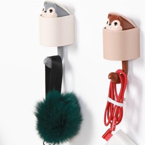 Lovely Squirrel Storage Hook Free Nail Single Wall Fridge Hook Small Decorative Home Decor Kitchen Wall Hook Key Hair Pin Holder