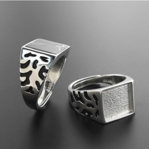 925 Sterling Silver & Black Onyx Square Stone men Vintage ring rings Turkey Jewelry gift A4483