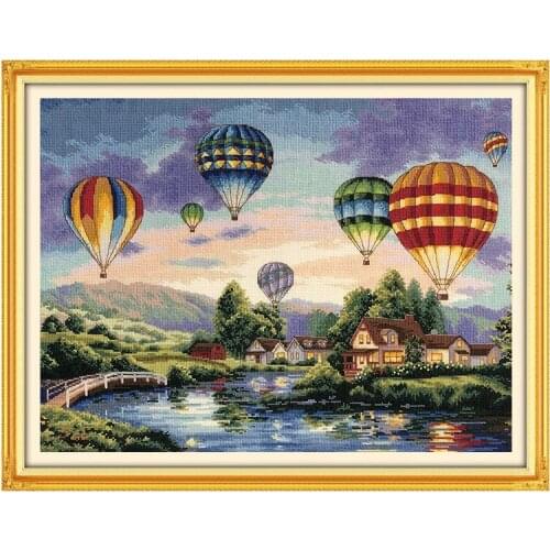 Colorful balloons DIY Handmade Needlework Cross Stitch Set Kits For Embroidery Home Decor Landscape Cross Stitch Patterns Free