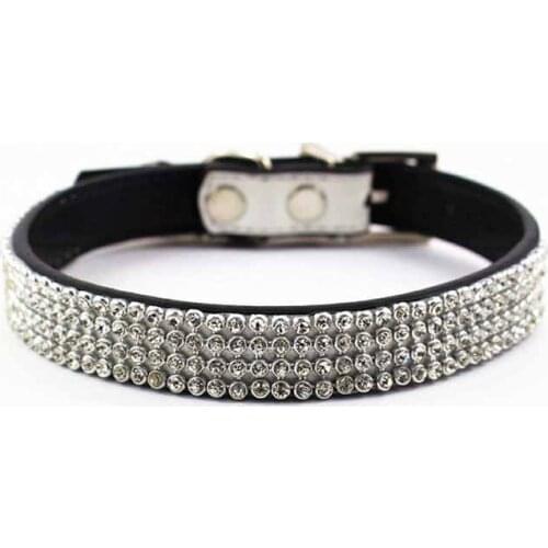 Bling Bling Pu Dog Collar Full of Rhinestones Clear Crystals Pet Collars Drilling of 5 Water