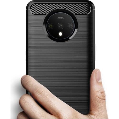 Luxury Carbon Fiber Soft silicone TPU Anti Scratch Shockproof Back Original Case for OnePlus 7T 1+7t 6.55" Cover Cases