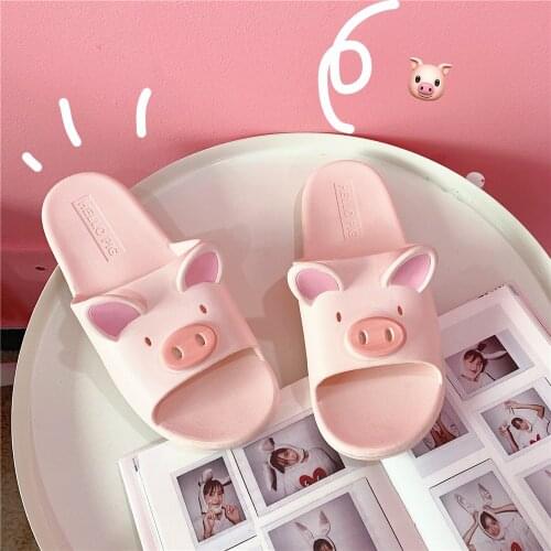 Lisapie slippers women slides Summer cute home Slippers Flat Shoes Lovely Pink Pig cartoon Shoes Indoor Non-slip room sliders