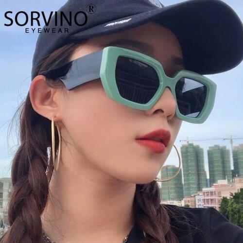 SORVINO Fashion Retro Polygonal Sunglasses Ladies Wild Contrast Sunglass Thick-edge Trendy Men Female Eyeglasses