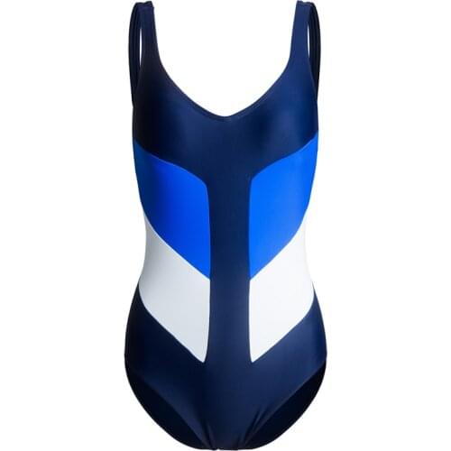 JulySand Sport One Piece Swimsuit Women Splice V-neck Beach Bathing Suit Summer Swimwear 1669