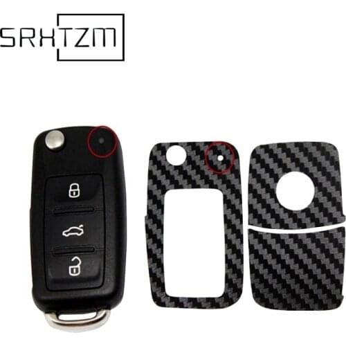 Car Styling Carbon Fiber Car Key Stickers For Volkswagen VW Polo Passat B5 B6 Golf 4 5 6 Jetta Mk6 Tiguan Gol CrossFox Plus Eos