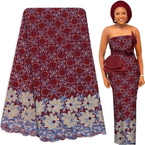 Fabricbob 2021 Cotton Swiss Voile Lace Fabric High Quality Nigerian Party Rhinestone Embroidery African Lace Fabric 2.5 Yards