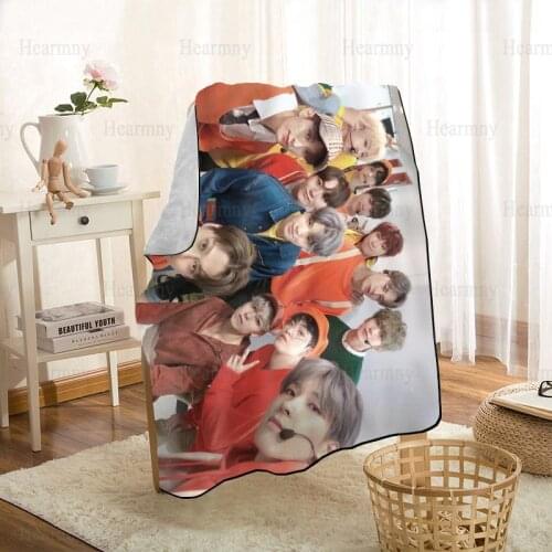 Custom SEVENTEEN KPOP Blanket Personalized Blanket On For The Sofa/Bed/Car Portable 3D Blanket For Kid Home Textile Fabric 0512