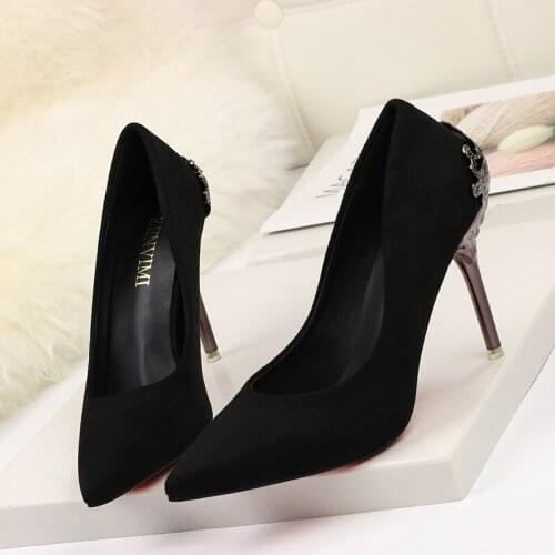 9.5CM PUMPS Scrub stiletto super high heel suede wedding shoes elegant womens shoes pointed versatile high heels