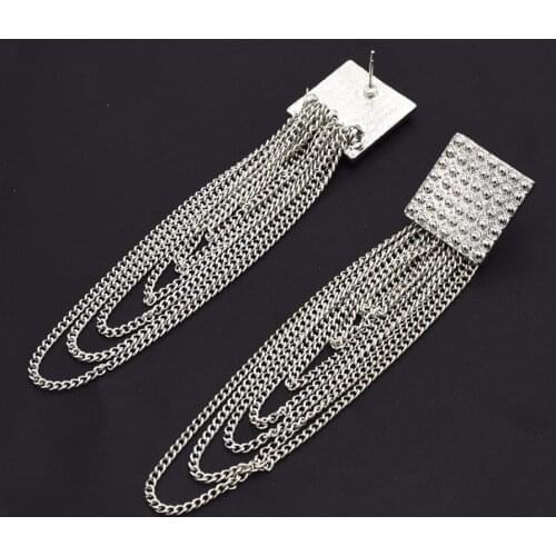 Vintage Turkish Beach Gold color Black Metal Brincos Earrings Jewelry For Women Girl Long Tassel Link Chain Drop Earrings Gypsy