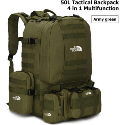 50L Outdoor Military Bag Tactical Backpack Large Capacity Camping Bags Mens Hiking Travel Mountaineering Army Luggage Bag X132A