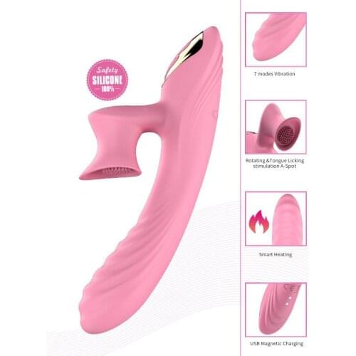 Heating Rotation Vibrators Tongue Licking G Spot Clitoris Stimulator Telescopic Dildo vagina massager Adult Sex Toys for woman