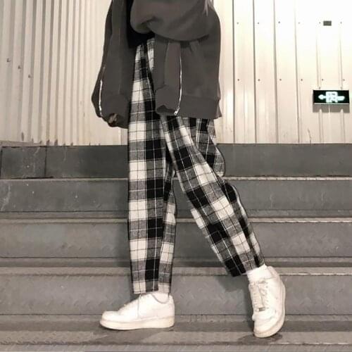 2021 Harajuku Plaid Pants For Women Trousers Streetwear Woman Harem Pants Autumn Ladies Causal Pants Plus Size dropshipping