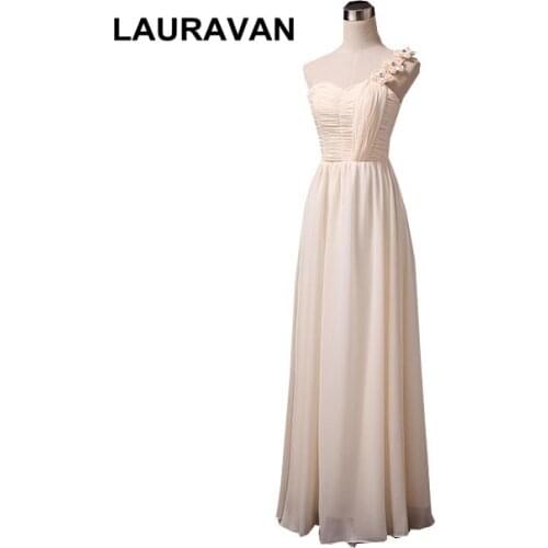 A-line 2020 new fashion champagne long elegant chiffon bridesmaides gown women one shoulder sweetheart clothing bridesmaid dress