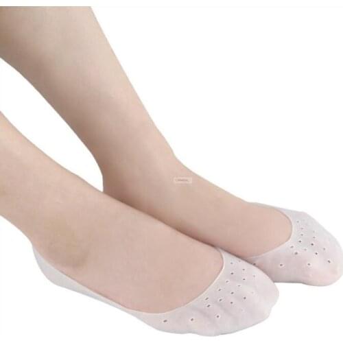 1pair silicone moisturizing socks with hole foot insoles prevent heel crack shoes insoles foot care calluses whitening sock