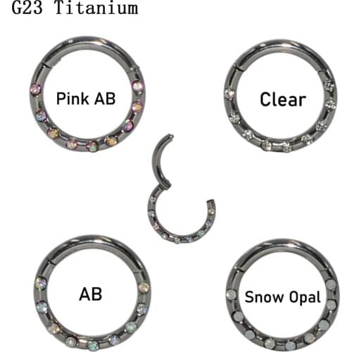 CHUANCI 1 PC Titanium & CZ Gem Septum Clicker Labret Ring Nose Ring Cartilage Earring Body Piercing Jewelry