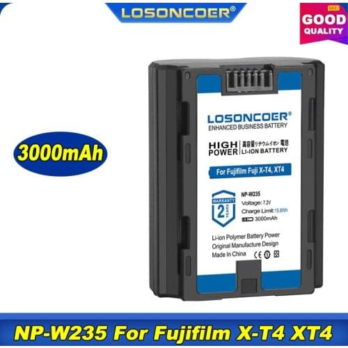 100% Original LOSONCOER 3000mAh NP-W235 NP W235 Battery For Fujifilm Fuji X-T4, XT4 GFX 100S, VG-XT4 Vertical Battery Grip