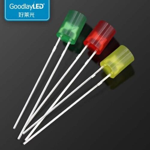 1000PCS 5mm flat head color long leg red light yellow green direct plug light-emitting diode LED