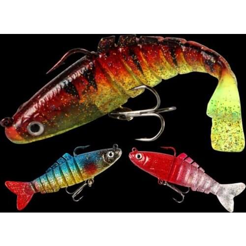 17G/9CM Bionic Multi-Section Swimming Fishing Lure Soft Bait Sinking Anti-Corrosion Wobblers 8 Segments Soft Lure Fishing