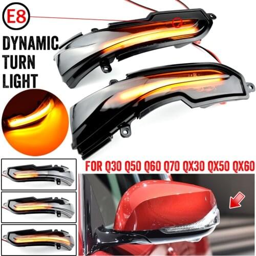 2pcs Dynamic Turn Signal LED Side Mirror Indicator Blinker Sequential Light For Infiniti Q30 Q60 Q70 QX30 QX50 QX60 QX70 Nissan