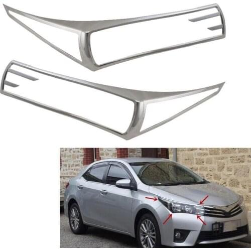 2pcs High quality ABS Chrome Car Head lamp cover For Toyota E170 Corolla (Australia) 2014-2017 Headlight cover