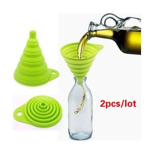2PCS Silicone Folding Telescopic Long Neck Funnel Creative Household Liquid Dispensing Mini Funnel Kitchen Tools