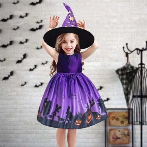 2021 With Hat Halloween Carnival Kids Cosplay Dress For Girls Children Baby Girl Party Princess Dress Costume Vestidos Clothing