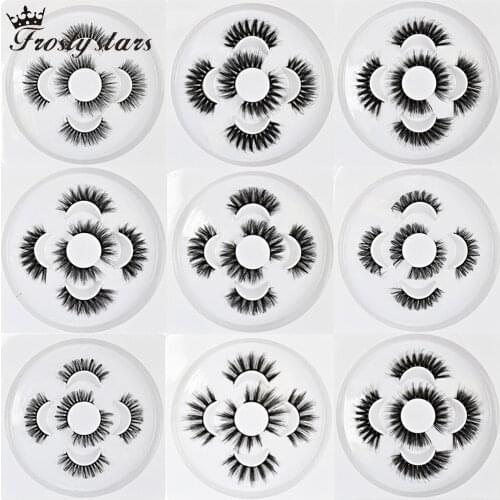 3Pairs 6D Faux Mink Lashes Wholesale Natural Long False Eyelashes Extension Fluffy Messy Mink Eyelashes Thick Wispy Lashes