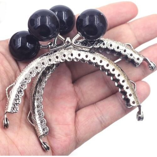 30PCS 8.5cm Ruffled Arch Purse Frames Kiss Clasps Clutch Buckle Handbag Handle Black Ball Luggage Crafts Hardware Accessories