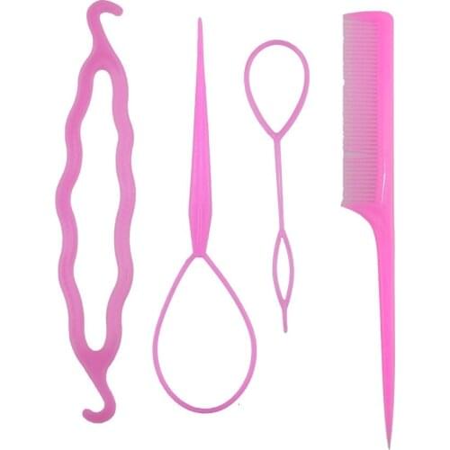 500pcs New Arrive 4Pc/Set Susan' Hair Twist Styling Clip Stick Bun Maker Braid Tools Hair Accessories Hot for Women Lady Girls