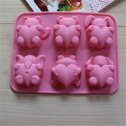 6 Cavities Cartoon Animal Handmade Silicone Soap Mold Cake Decorating Tool Silicone Molds for Soap Making Cake Chocolate Mold