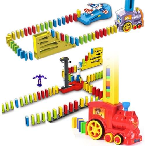Automatically Place Domino Block Train Car sound light Plane Rocket Robot Colorful Dominoes Game Set Birthday gift for Children