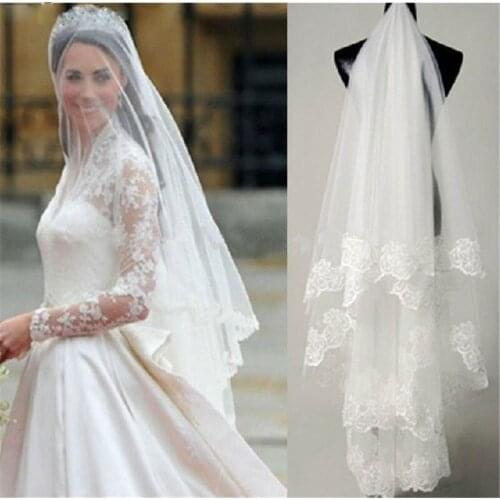 Free shipping hot selling high quality 1.5m wedding veil bridal accesories lace veil bridal veils White/Ivory black