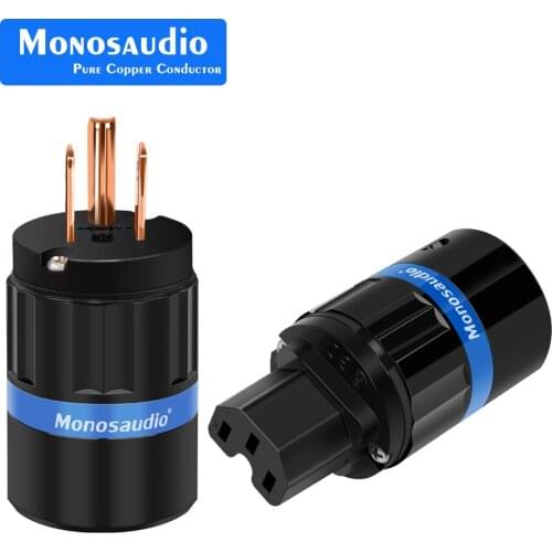 Monosaudio M104/F104 pure Copper US AC Power Plug US Mains Plugs IEC320 Female AC Power Plug Connector For Audio Power Wire