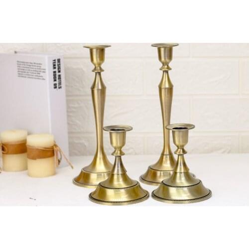 European wedding home alloy candlestick simple European candle holder retro bronze metal candlestick handicraft