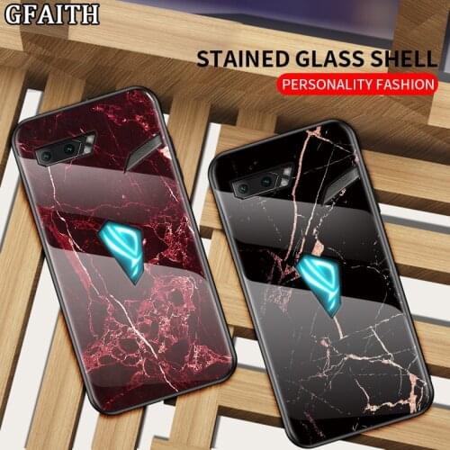 GFAITH For ASUS ROG Phone 2 Case Tempered Glass With Soft TPU Frame Shockproof Back For ASUS Rog 2 Case Cover