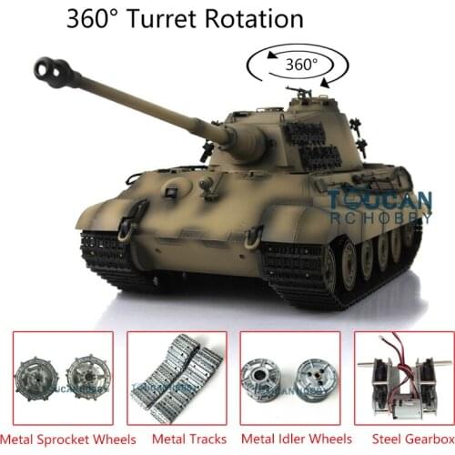 Heng Long RC Tank 1/16 Yellow 7.0 Upgrade German King Tiger 3888A W/ 360° Turret TH17567-SMT4