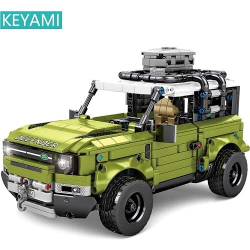 KEYAMI Off-Road Vehicle SUV Model Building Blocks Children Birthday Gift 1053PCS City Pull Back Car Bricks Gifts For Kids