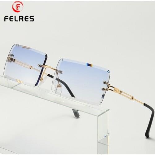 FELRES Square Rimless Retro Sunglasses For Men Women Outdoor Glasses Party Frameless UV400 Eyeglasses New Design F1839