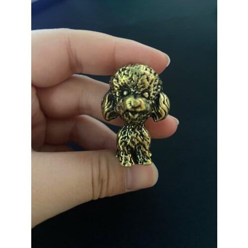 Antique Solid Brass Tactic dog Miniature Figurines Retro Copper Animal Tea Pet Desktop Ornament Decor Crafts Keychain Pendants