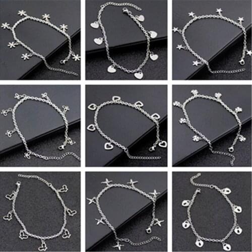 Fashion Stainless Steel Silver Butterfly Dolphin Clover Anklet Chain Bracelet