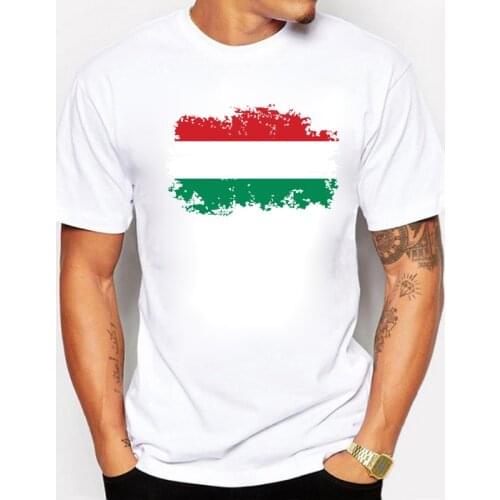 BLWHSA Men T-shirt Fashion Hungary National Flag Fans Cheer Mens T Shirt European O-Neck White Summer T-shirt for Men