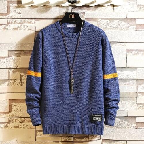 2021 New Sweaters MenS Black Blue Long Sleeves Autumn Winter Pullover Knitted O-Neck Plus OverSized 3XL 4XL 5XL