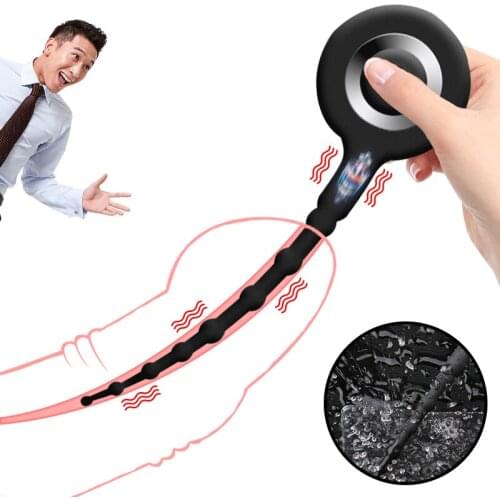 Male Urethral Vibrator Glans Plug Urethral Stimulation Soft Male Masturbator Penis Expansion Masturbation Adult Sex Toy Products