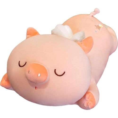 Squishy Cute Pig Stuffed Doll Lying Plush Piggy Toy Animal Soft Plushie Pillow Sleep Cushion Kids Girls Birthday Gift