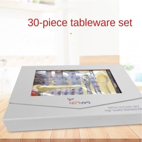 30 Piece Dinnerware Set Stainless Steel Knife Fork Spoon Tableware Set Zero Waste Full Cutlery Tableware Kitchen Device Sets