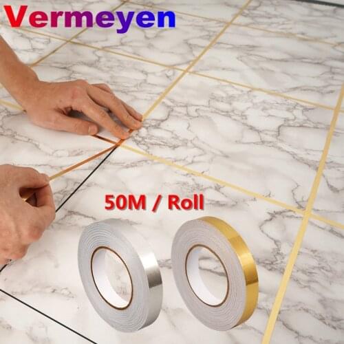 50M Tile Gap Tape Decor Wall Sticker Self Adhesive Tile Floor Seam Filling Stickers Tape Home Floor Gap Sticker Decoration